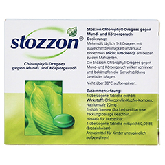 Stozzon Chlorophyll-Dragees gegen Mund- und Körpergeruch 40 Stück - Rückseite