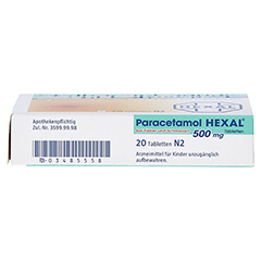 Paracetamol 500mg HEXAL bei Fieber und Schmerzen 20 Stück N2 - Oberseite