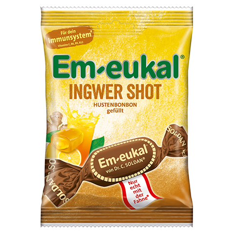 EM-EUKAL Bonbons Ingwer Shot gefllt zuckerhaltig 75 Gramm
