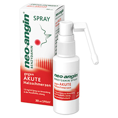 NEO-ANGIN Benzydamin Spray gegen akute Halsschmer.