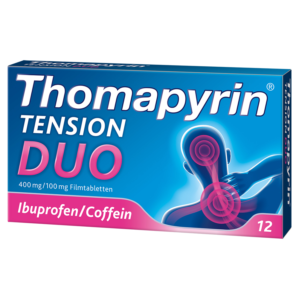 Thomapyrin TENSION DUO 12Stk.: Ibuprofen & Coffein gegen Kopfschmerzen Filmtabletten 12 Stück