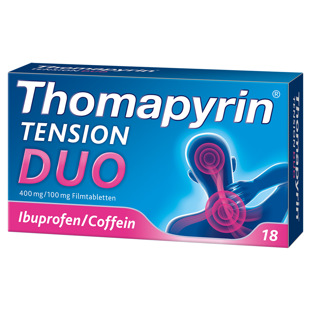 Thomapyrin TENSION DUO 18Stk.: Ibuprofen & Coffein gegen Kopfschmerzen Filmtabletten 18 Stück