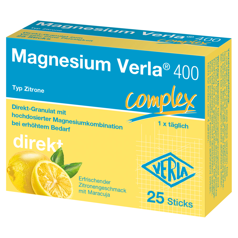 MAGNESIUM VERLA 400 Zitrone Direkt-Granulat 25 Stück