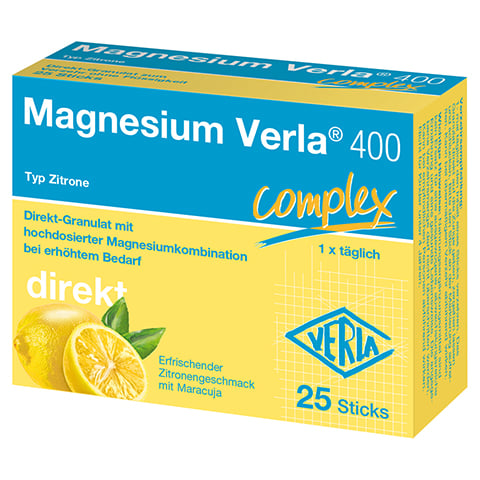 MAGNESIUM VERLA 400 Zitrone Direkt-Granulat 25 Stck