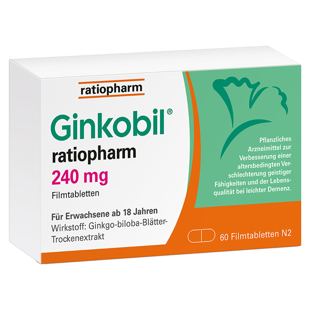 Ginkobil® ratiopharm 240mg mit Ginkgo biloba Filmtabletten 60 Stück