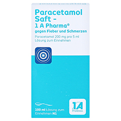 PARACETAMOL Saft-1A Pharma gg.Fieber u.Schmerzen 100 Milliliter N1 - Vorderseite