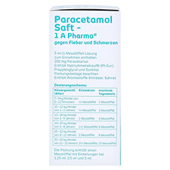 PARACETAMOL Saft-1A Pharma gg.Fieber u.Schmerzen 100 Milliliter N1 - Rechte Seite