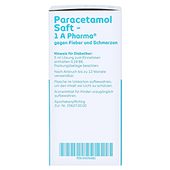 PARACETAMOL Saft-1A Pharma gg.Fieber u.Schmerzen 100 Milliliter N1 - Linke Seite
