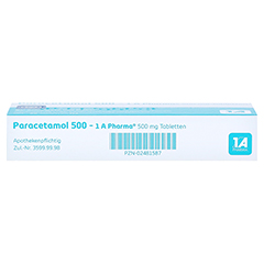 Paracetamol 500-1A Pharma 20 Stück N2 - Oberseite