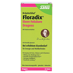 Floradix Eisen Folsäure Dragees 84 Stück - Vorderseite