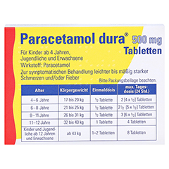 Paracetamol dura 500mg 20 Stück N2 - Rückseite