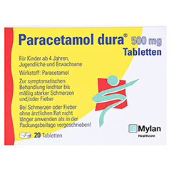 Paracetamol dura 500mg 20 Stück N2 - Vorderseite