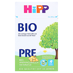 HIPP Pre Bio Anfangsmilch Pulver 600 Gramm - Vorderseite