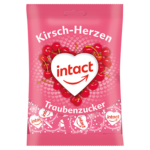 INTACT Traubenzucker Beutel Herzen 75 Gramm
