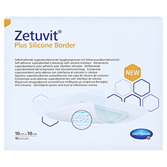 ZETUVIT Plus Silicone Border steril 10x10 cm 10 Stck - Vorderseite