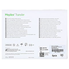 MEPILEX Transfer Schaumverband 10x12 cm steril 5 Stück - Rückseite
