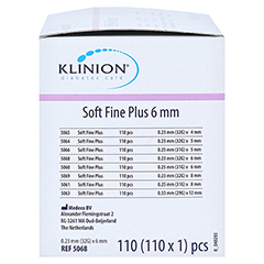 KLINION Soft fine plus Pen-Nadeln 6mm 32 G +Kanlen-Box 110 Stck - Linke Seite