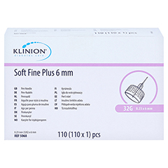 KLINION Soft fine plus Pen-Nadeln 6mm 32 G +Kanlen-Box 110 Stck - Vorderseite