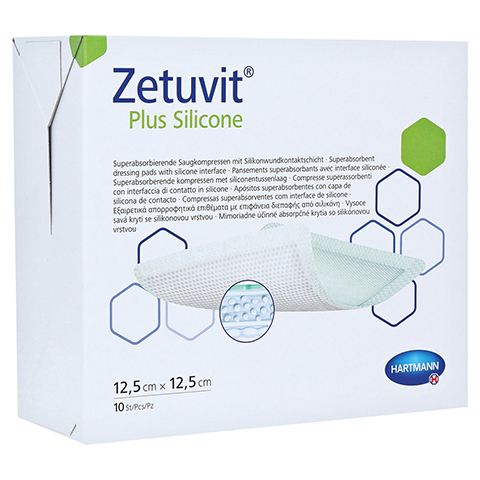 ZETUVIT Plus Silicone steril 12,5x12,5 cm 10 Stck