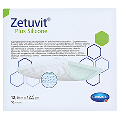 ZETUVIT Plus Silicone steril 12,5x12,5 cm 10 Stck - Vorderseite