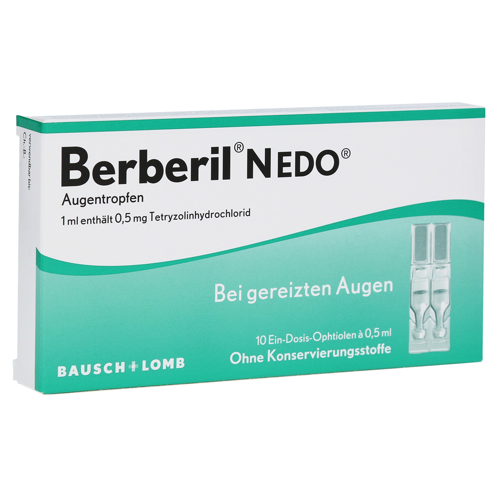 Berberil N EDO Augentropfen bei akut geröteten, gereizten Augen Augentropfen 10x0.5 Milliliter