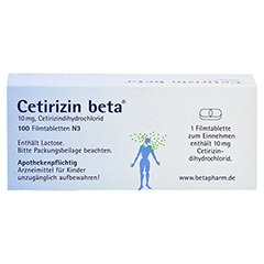 Cetirizin beta 100 Stück N3 - Rückseite