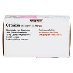 Cetirizin-ratiopharm bei Allergien 100 Stück N3 - Oberseite