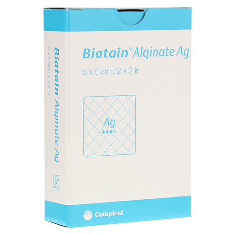 BIATAIN Alginate Ag Kompressen 5x5 cm mit Silber 10 Stck