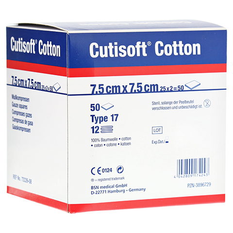 CUTISOFT Cotton Kompr.7,5x7,5 cm ster.12fach 25x2 Stück