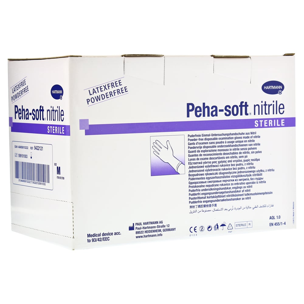 PEHA-SOFT nitrile Unt.Handsch.steril puderfrei M 50x2 Stück