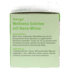 SIDROGA Wellness Grüntee m. Nana-Minze Filterb. 20x1.5 Gramm - Linke Seite