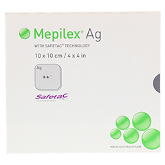 MEPILEX Ag Schaumverband 10x10 cm steril 5 Stck - Vorderseite