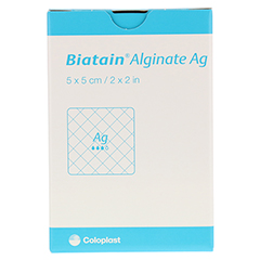 BIATAIN Alginate Ag Kompressen 5x5 cm mit Silber 10 Stck - Vorderseite
