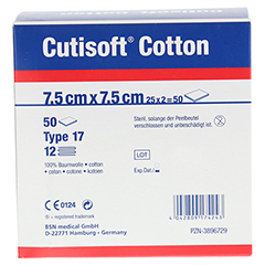 CUTISOFT Cotton Kompr.7,5x7,5 cm ster.12fach 25x2 Stück - Vorderseite