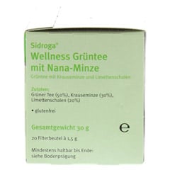 SIDROGA Wellness Grüntee m. Nana-Minze Filterb. 20x1.5 Gramm - Rechte Seite