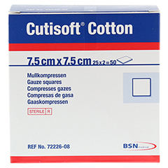 CUTISOFT Cotton Kompr.7,5x7,5 cm ster.12fach 25x2 Stück - Rückseite
