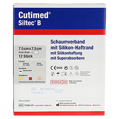 CUTIMED Siltec B Schaumverb.7,5x7,5 cm m.Haftr. 12 Stck - Rckseite