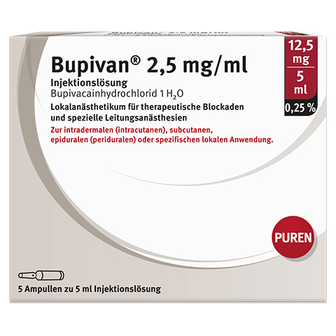 BUPIVAN 0,25% 2,5 mg/ml Inj.L.12,5mg/5ml Glasamp. 5x5 Milliliter N2