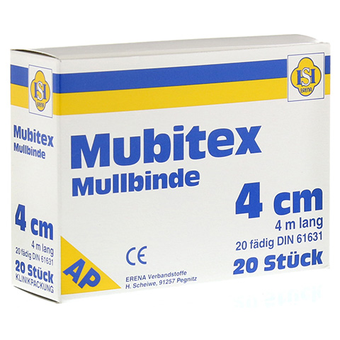 MUBITEX Mullbinden 4 cm ohne Cello 20 Stück
