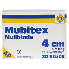 MUBITEX Mullbinden 4 cm ohne Cello 20 Stück - Vorderseite
