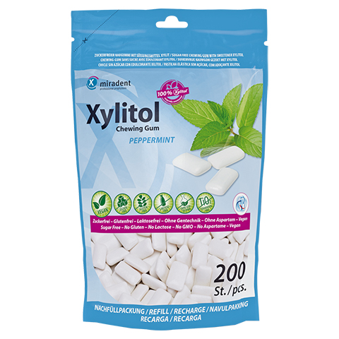 MIRADENT Xylitol Chewing Gum Minze Refill 200 Stck