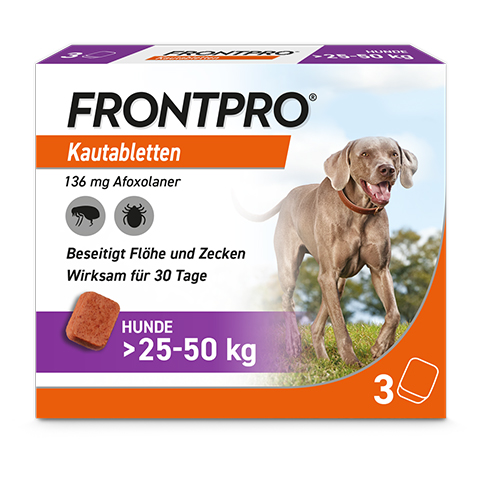FRONTPRO 136 mg Kautabletten f.Hunde >25-50 kg 3 Stck