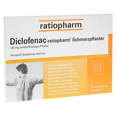 Diclofenac-ratiopharm Schmerzpflaster 140mg 5 Stück N1