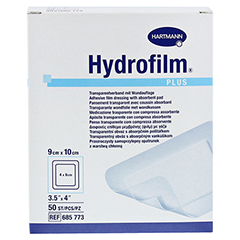 HYDROFILM Plus Transparentverband 9x10 cm 50 Stück - Vorderseite
