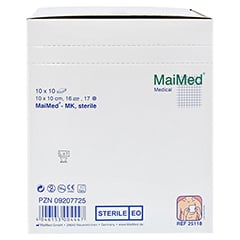MAIMED MK Kompr.10x10 cm steril 16fach Box 10x10 Stück - Linke Seite