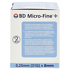 BD MICRO-FINE+ Pen-Nadeln 0,25x8 mm 31 G 100 Stck - Rechte Seite