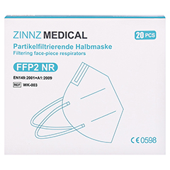 ZINNZMEDICAL FFP2 NR Atemschutzmaske faltbar 20 Stck - Vorderseite