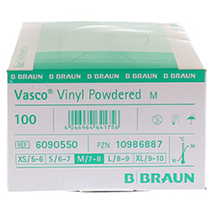 VASCO Vinyl powdered Handschuhe unsteril M 100 Stck - Linke Seite