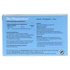 Bio Magnesium Pharma-Nord Tabletten 120 Stück - Rückseite