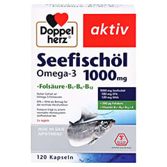 Doppelherz aktiv Seefischöl Omega-3 1.000 mg + Folsäure + B1 + B6 + B12 Kapseln 120 Stück - Vorderseite